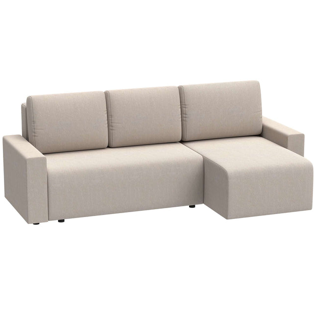 Canapea extensibilă în formă de L cu spațiu de depozitare, șezlong reversibil – bej