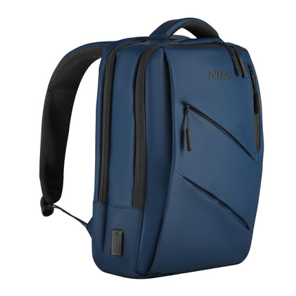 Rucsac pentru laptop, albastru, port de încărcare USB-C, 15L