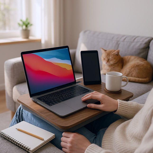 Tavă de pat pentru laptop de 17" cu pernă și suport pentru telefon