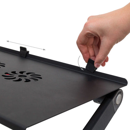 Laptop stand with adjustable fan