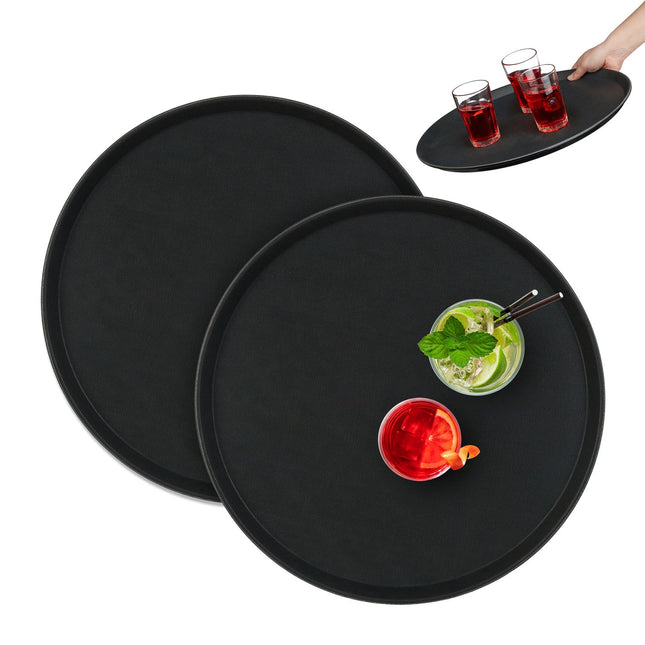 Tavi mari de servire negre, set de 2 - Ø45cm