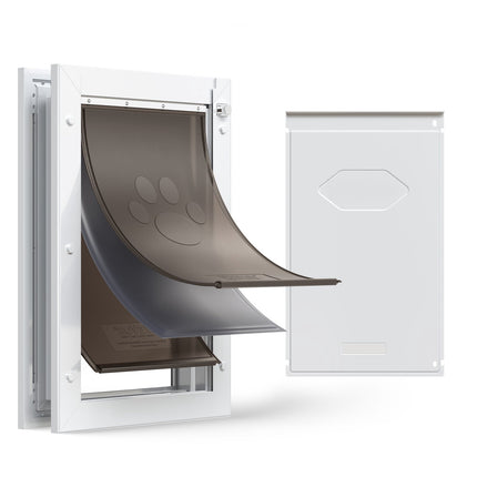 Large Dog Door – 3 Magnetic Flaps, Metal Frame, White