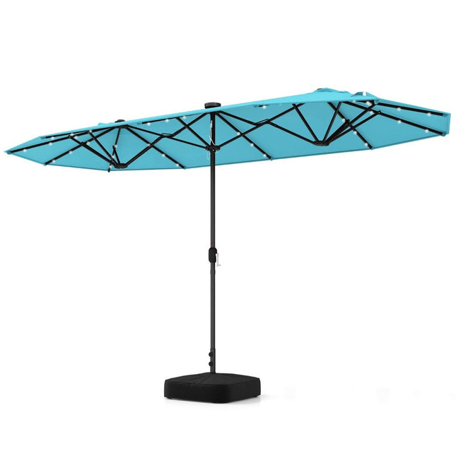 Umbrelă mare de terasă cu două fețe cu lumini LED, 400x200 cm
