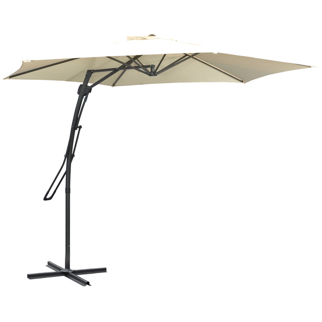Umbrelă mare de grădină cu suport, crem, poliester UV30+