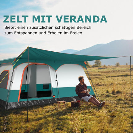 Large tent with awning & floor & 2 rooms & 2 entrances & carrying bag camping tent family tent L