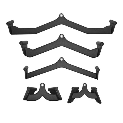 Lat Pulldown Attachments Set, 5-Piece Solid Steel, Rubber Grip