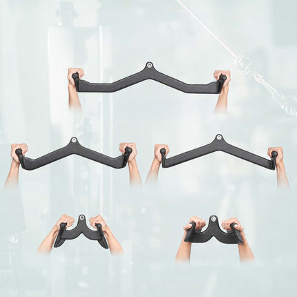 Lat Pulldown Bar Set of 5 with Steel V-Grips, PVC Coated, Black