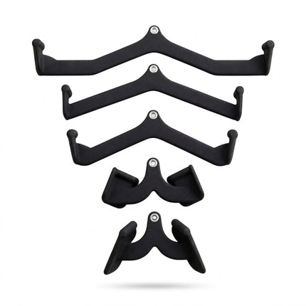 Lat Pulldown Bar Set of 5 with Steel V-Grips, PVC Coated, Black