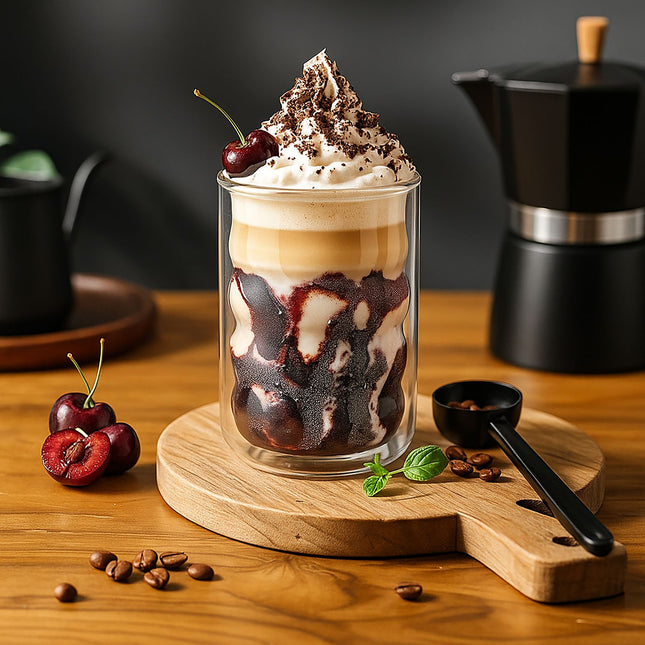 Pahare Latte Macchiato, cu perete dublu cu linguri