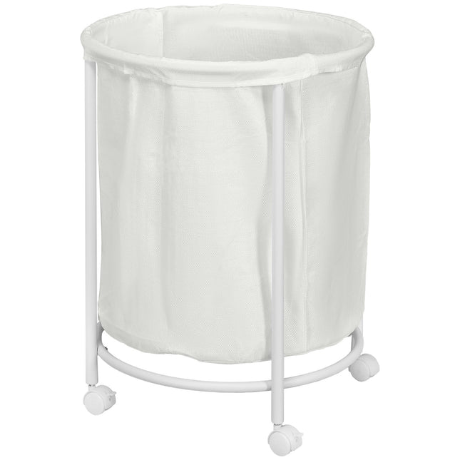 Laundry basket with wheels, 100L steel frame, removable bag