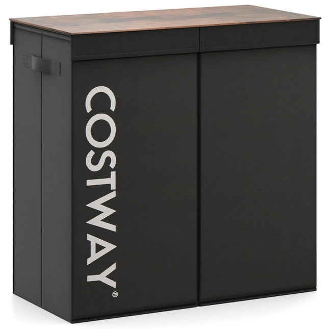 Coș de rufe cu capac, 105L, 2 pungi detașabile, negru