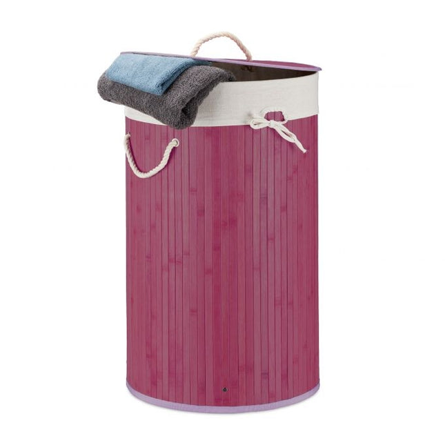Coș de rufe rotund din bambus