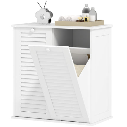 Bathroom laundry cabinet with double baskets, white 70x38x73 cm