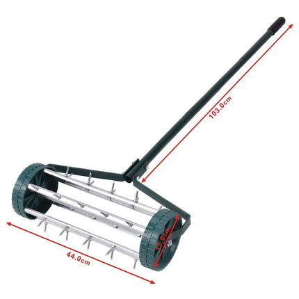 Rolă aerator de gazon, 45 cm lățime, oțel și plastic