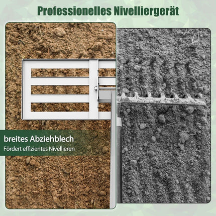 Greblă de nivelare a gazonului, metalică, mâner ergonomic, 75x25 cm