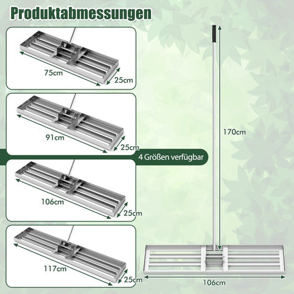 Grebla de nivelare a gazonului cu maner ergonomic, 106x25 cm