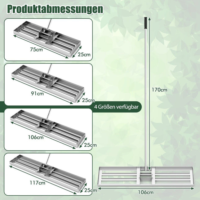 Grebla de nivelare a gazonului cu maner ergonomic, 106x25 cm