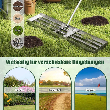 Grebla de nivelare a gazonului cu maner ergonomic, 106x25 cm
