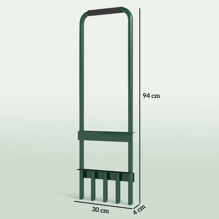 Manual lawn aerator, 30 cm wide, non-slip handle
