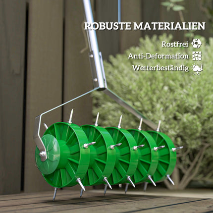 Manual lawn aerator, 45 cm wide, 30 iron spikes