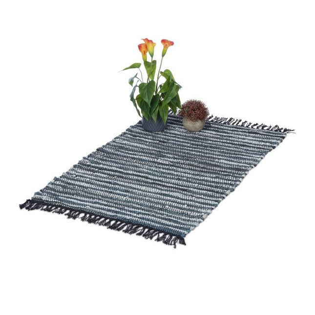 Leather & Cotton Runner Rug 60x100 cm