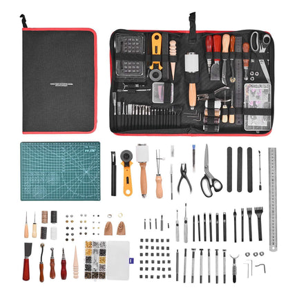 Leather Working Tools Kit, 61-Piece, Canvas Bag