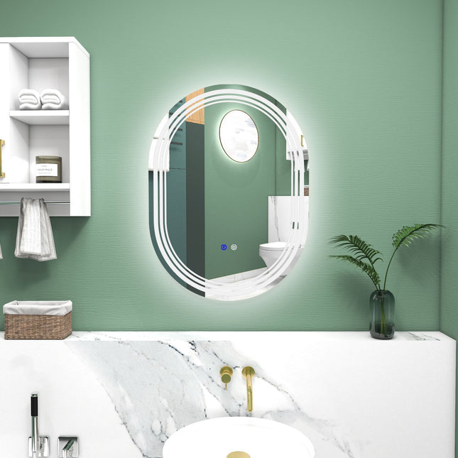 LED Bathroom Mirror with Touch Switch, 70x50cm, Anti-Fog