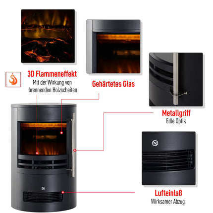 Semineu Electric Led Semineu Perete Soba Semineu de sine statator Cu Efect Flacara 900/2000W 41X41X64.5Cm