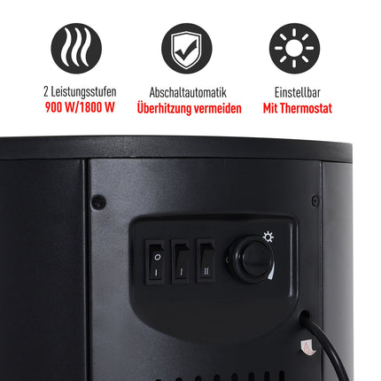 Semineu Electric Led Semineu Perete Soba Semineu de sine statator Cu Efect Flacara 900/2000W 41X41X64.5Cm