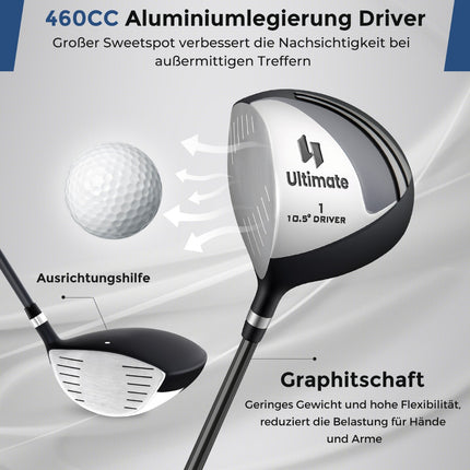 Set complet de crose de golf pentru bărbați stângaci cu geantă