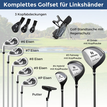 Set complet de crose de golf pentru bărbați stângaci cu geantă