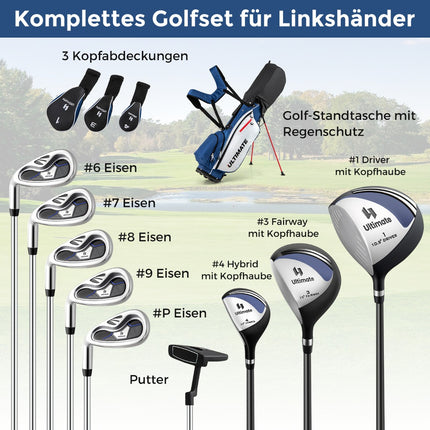 Set complet de crose de golf pentru bărbați stângaci cu geantă