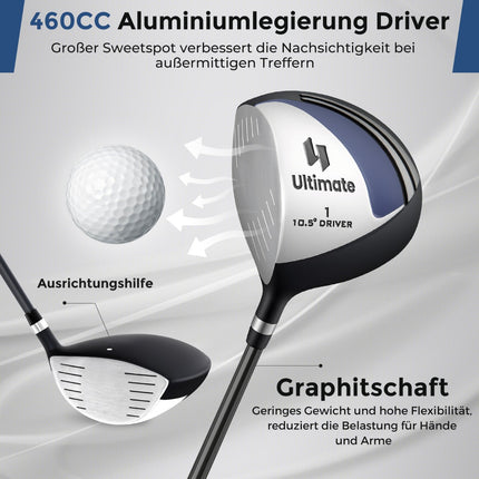Set complet de crose de golf pentru bărbați stângaci cu geantă