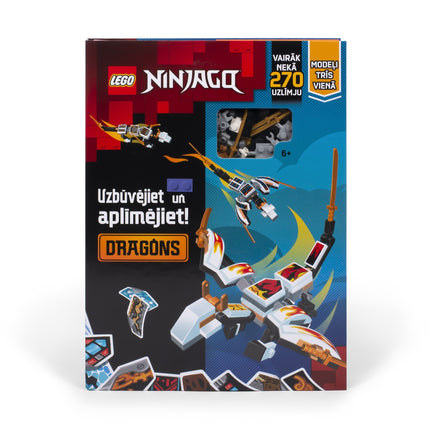 Carte de activități Lego Ninjago „Construiește și lipește: Dragoni” (în limba letonă)