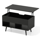 Lift-Top Coffee Table, Black, Hidden Storage, 2 Shelves