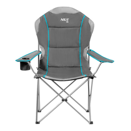 Scaun de camping pliabil gri deschis, portabil și durabil
