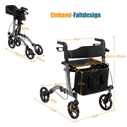 Rollator pliabil ușor cu înălțime reglabilă