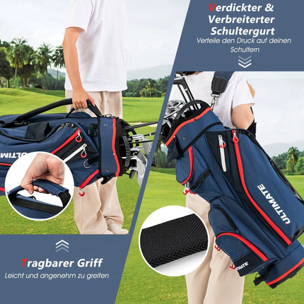 Geantă de golf ușoară cu separator pe 14 direcții, bleumarin