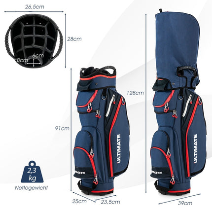 Geantă de golf ușoară cu separator pe 14 direcții, bleumarin