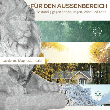 Weather Resistant Gray Lion Garden Ornament