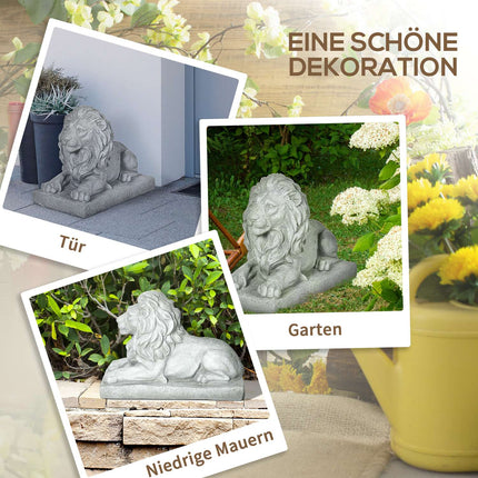 Weather Resistant Gray Lion Garden Ornament