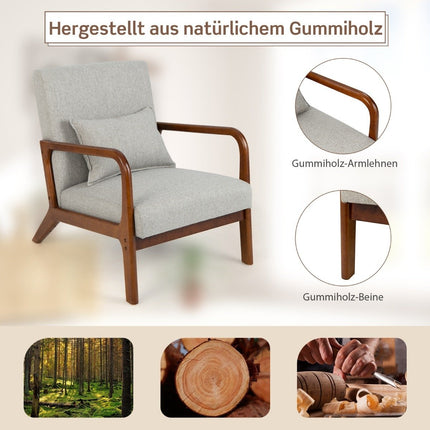 Scaun Sufragerie, Captusit, Brate Lemn, 65x79x77 cm, Gri