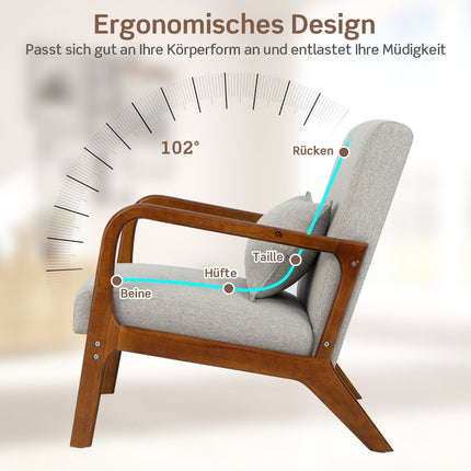 Scaun Sufragerie, Captusit, Brate Lemn, 65x79x77 cm, Gri