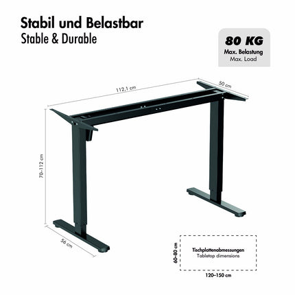 Cadru de birou electric reglabil pe înălțime LogiLink, motor unic, negru