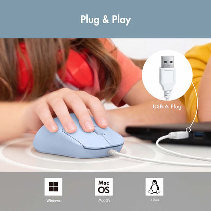 Mouse optic USB LogiLink pentru copii cu 1200–2400 DPI, albastru, USB-A
