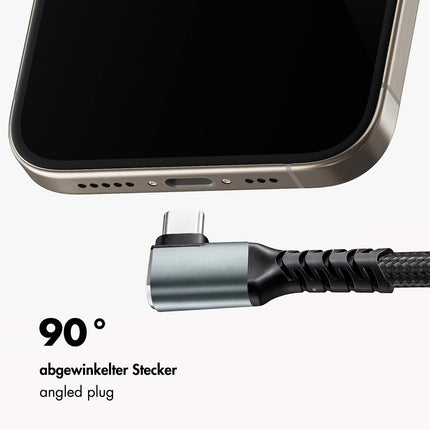 Cablu LogiLink USB-C la USB-C 2 m, unghi de 90°, 100W PD, gri/negru, 4K 60Hz