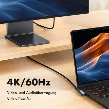 Cablu LogiLink USB-C la USB-C 2 m, unghi de 90°, 100W PD, gri/negru, 4K 60Hz
