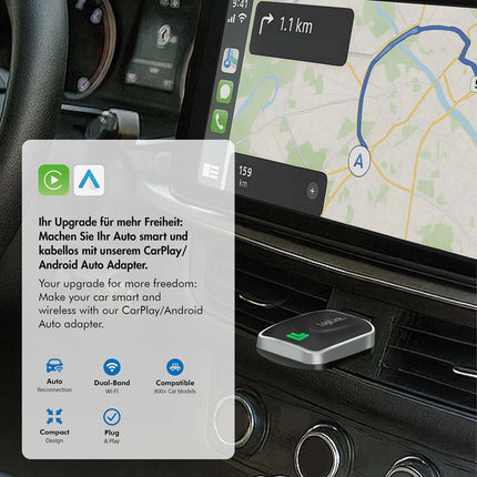 Adaptor wireless LogiLink CarPlay și Android Auto, Bluetooth 5.0, negru