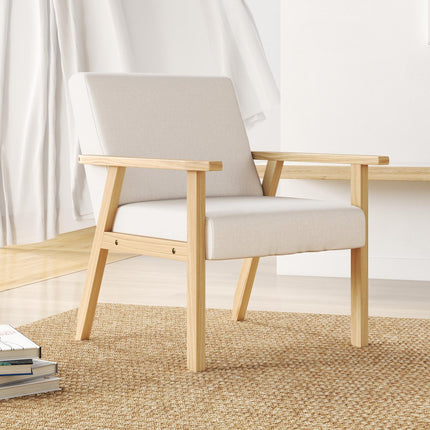 Armchair with armrests, Upholstered, Cream white, 64x70x72 cm