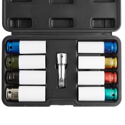 Lug Nut Impact Socket Set, 1/2in Drive, 8-Piece Metric SAE